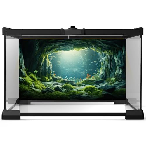 2 Packs Aquarium Background Underwater World Large Rock Cave Fish Tank Background Grotto Caves Caral Reef Aquarium Backgrounds Tropical Under The Sea Marine Sunrays Fish Tank Backgrounds 24x12in - color: Warm Green_Blue, size: 24(W)x12(H)inches/ 60(W)*30c