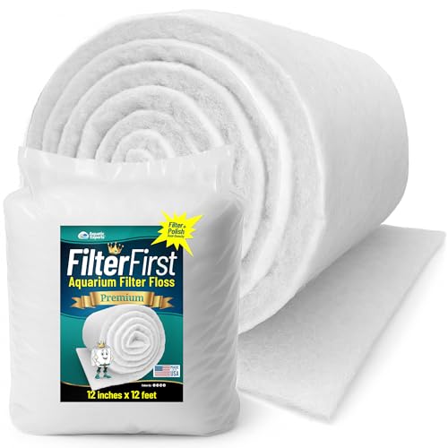 Aquatic Experts Aquarium Filter Floss for Fish Tank Filters - FilterFirst Aquarium Filter Pad - Media Roll for Crystal Clear Water, 3/4" - 1" Thick (12 Inch Wide, 12 Feet Long) - size: 12 Feet Long