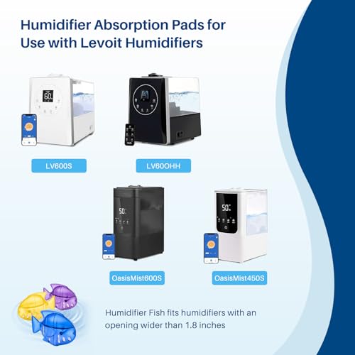 Humidifier Filter Replacement for LEVOIT, Mineral Absorption Pad Compatible with LV600S, LV600HH, OasisMist450S, Capture Particles in Tank to Improve Humidification- 20 Filters and 6 Humidifier Fishs - color: Humidifier Pads -20+6 Pack