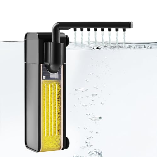 3W Internal Aquarium Filter,Submersible Fish Tank Filter with 66GPH Water Pump for Upto 10 Gallon Small Fish Tanks,Quiet Filter with Rainwater Areator System