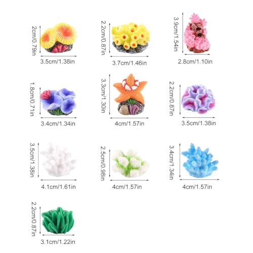 11Pcs Set of Resins Coral Seaweed Miniatures Ornaments for Aquariums Decoration