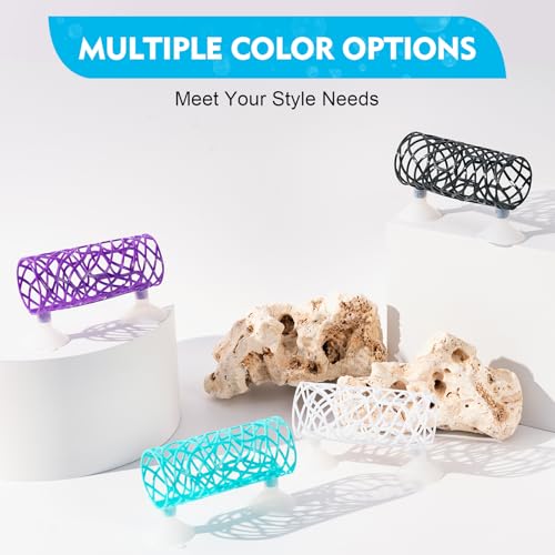 Betta Fish Tube Tunnel Toy, Betta Fish Tank Accessories Decorations, Betta Hammock Bed, Shrimp Guppies Hideout (Blue)