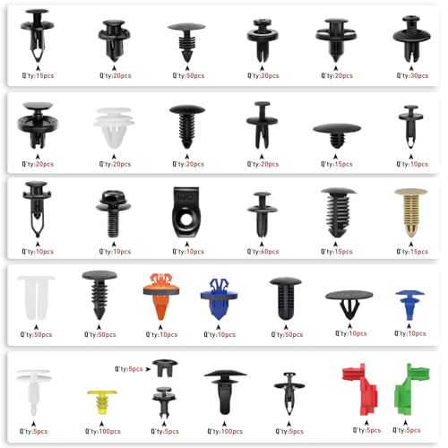 Nilight 975Pcs Car Push Retainer Clips Auto Fasteners Kit Included 33 Sizes Nylon Bumper Fender Rivets Door Trim Panel Clips with 5 Fasteners Remover 10 Cable Ties for Toyota GM Ford Honda Chevy Audi - color: 975Pcs