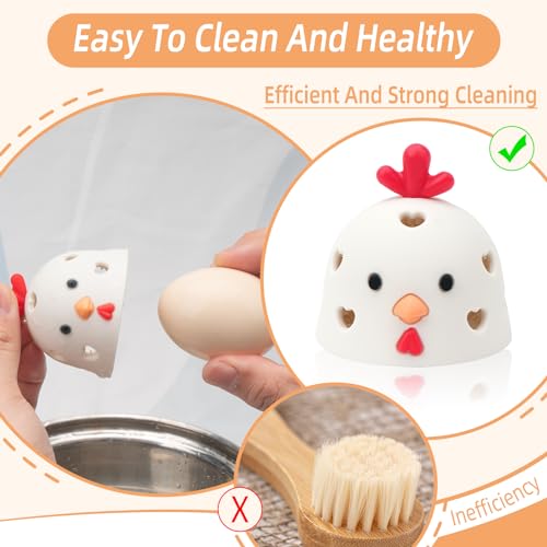 2PCS Silicone Egg Cleaner for Fresh Eggs, Egg Washer for Fresh Eggs, Egg Scrubber for Fresh Eggs, Reusable Cleaning Tools for Chicken Coop Accessories Cute Easter Gifts (White + Brown) - color: White + Brown