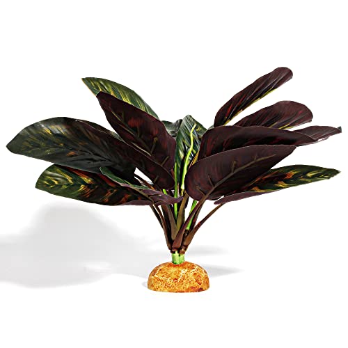 Reptile Terrarium Decor Plants, Bearded Dragon Tank Accessories fit Crested Gecko Leopard Lizard Chameleon Ball Python Snake Frog - Purple Fake Prayer Peacock Plants - color: D-purple Fake Prayer Peacock Plant