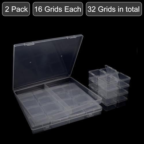 ZIIYAN Bead Storage Containers - 32 Clear Plastic Bead Organizer Boxes with Hinged Lid, Craft Organizers and Storage for Diamond Painting Art, Small Parts, Jewelry Charms - color: Transparent 2 Pack