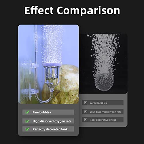 boxtech Aquarium Air Stone, Fish Tank Bubble Diffuser High Dissolved Oxygen Airstones for Air Pump Accessoriess with 1 Check Valve, 2 Suction Cup for Aquarium Pond Hydroponic - size: 1.4 inch