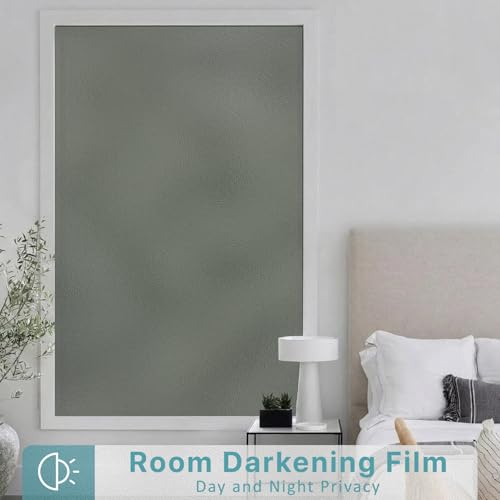 Niviy Day and Night Privacy Gothic Window Film, Nighttime Privacy Window Tint for Home, Static Cling Two Way Frosted Window Privacy Film for Glass Door, Garage, Renter House (Grey, 23.6 x 78.7 inch) - color: Gray, size: 23.6"x 78.7"