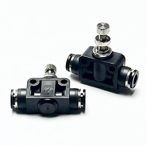 Pneumatic SCF Series 3/8 Inch Tube OD Air Flow Control Valve,Union Pneumatic Speed Control Flow Controller SCF-3/8(Pack of 2) Black - color: Black, size: 3/8" OD