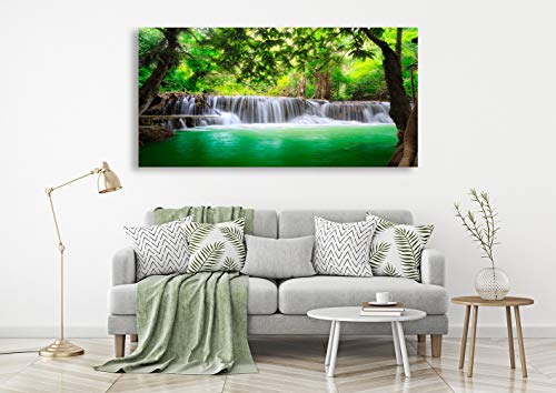 Cao Gen Decor Art-S01474 1 Panels all Art Tropical Beautiful Waterfall Prints Light Green Forest Natural Landscape Picture Canvas Paintings Creek Scenery Spring for Home Wall Decor Artwork XXLarge - color: waterfall-A, size: 56"L x 28"W