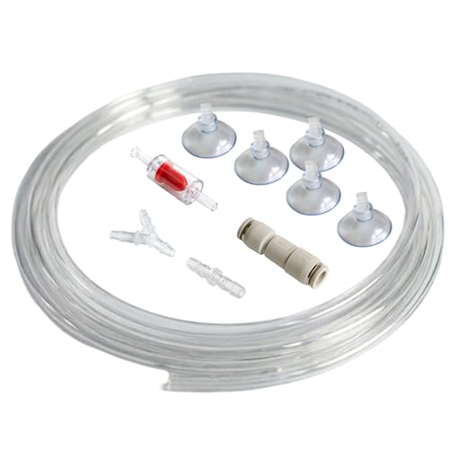 Aquarium CO2 Tubing, Clear Pressure PU Air Tube 3/16" (16.4ft), Explosion-Proof Flexible Kink-Resistant Hose Kit with Check Valve