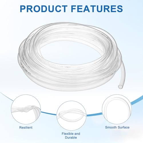 M METERXITY Vinyl Tubing 10mm ID x 12mm OD 30ft Flexible Plastic Tube with 2 Hose Ties, Lightweight Hybrid PVC Hose for Water Gardening/Airline/Aquarium Tubing [Clear] - size: 10mm ID x 30ft
