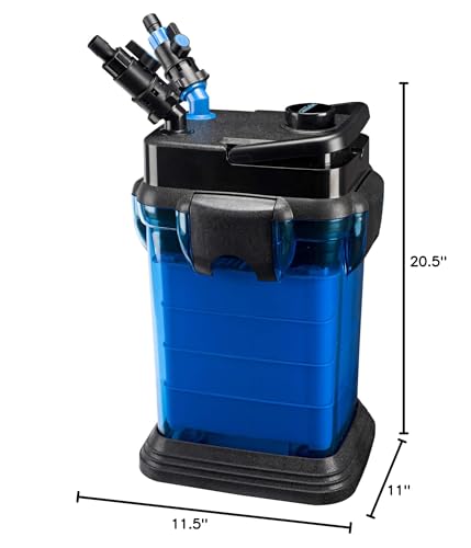 Penn-Plax Cascade 1200 Canister Filter - 315 GPH Aquarium Filter for Tanks Up to 150 Gallons - 360 Degree Flow Valves, Poly Fiber Pads, Bio-Sponge & Activated Carbon -Fresh & Saltwater -11.5x11x20.5in