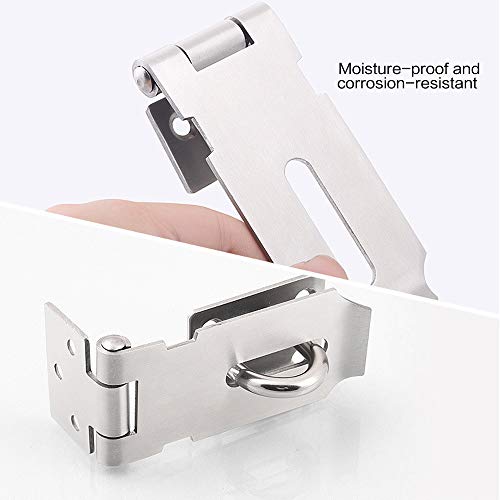 Door Locks Hasp Latch, 3 Inch Stainless Steel Safety Packlock Clasp Hasp Lock Latch, Extra Thick Door Gate Lock Hasp with Screws Brushed Finish 2 Pack - color: Stainless Steel, size: Straight 3 Inch