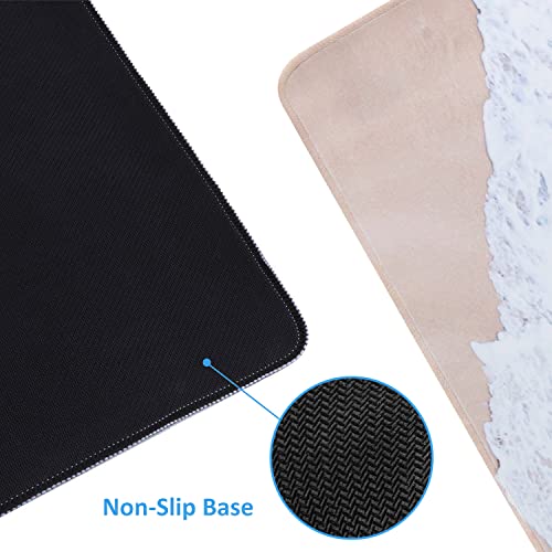 iCasso Extended Gaming Mouse Pad (35.4x15.7 in), Large Non-Slip Rubber Base Mousepad with Stitched Edges, Waterproof Keyboard Mouse Mat Desk Pad for Work, Game, Office, Home - Beach - color: Beach