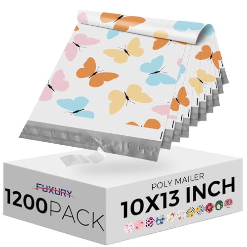 Fuxury Poly Mailers 10x13 Inch 1200 Pack,Sturdy Shipping Bags for Clothes, Self Adhesive Mailing Envelopes, Waterproof Packaging Bag for Small Business, Colorful Butterflies - color: Butterfly, size: 10x13" 1200pcs