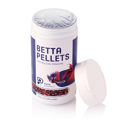 Plecoceramics Betta Fish Pellets Extreme Color, Complete Nutrition Plus Color Boost, Enhancing Floating Food Betta Fish (3.5 oz / 100 g)