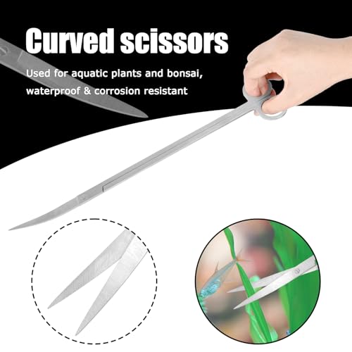 15Inch Extra Long Design Aquarium Aquascaping Tool Stainless Steel Aquascape Tools Kit 4 in 1 Anti-Rust Fish Tank Starter Kit with Long Tweezers Scissors Spatula for Aquarium Plants (Silver) - color: Silver