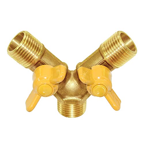 3 Way Shut off Ball Valve 1/4" Hose Barb Y Shaped 2 Switch Brass Fitting - size: 1/4 Inch - 1 pc