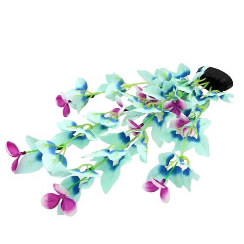 16 Inch Aquarium Fish Tank Plant Betta Fish Tank Decor,2 Pack Silk Aquarium Plants for Aquarium Decoration (White-Blue) - size: White-Blue
