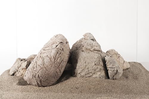 LANDEN Elephant Skin Stone Natural Multi-Texture Rocks Grey(18lbs, 3~9 inches,7pcs) for Aquarium, Paludarium, Terrariums, Landscaping, Decorative of Caves, Waterfalls, Cliffs - size: 16 Elephant Skin Stone Grey(3-9 inches,18lbs)