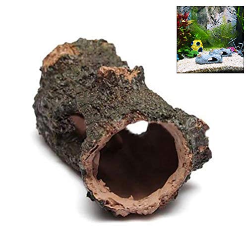 TOPINCN Aquarium Decoration Hollow Tree Trunk, Resin Betta Fish Hideout Cave Ornament for Small and Medium Tank, Vivid Landscape Log Decor for Fish to Play Rest Hide