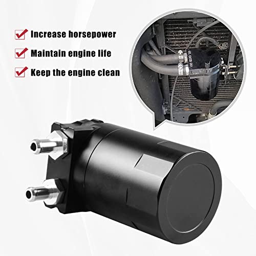 RULLINE Universal 350ml Reservoir Tank Oil Catch Can Tank 0046 Aluminum Polish Baffled Reservoir with Bracket Black - color: Black, size: Upgraded version with bracket