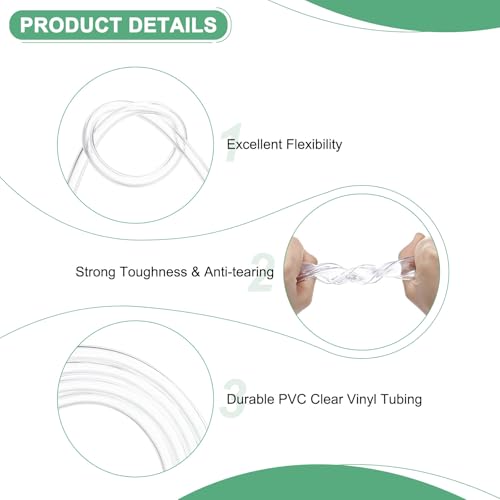 M METERXITY Clear Plastic Tubing, 0.16Inch(4mm) ID 0.24Inch(6mm) OD, 26ft(8m) Length PVC Tube Low Pressure Flexible Vinyl Tubing for Garden/Water Hose Airline Tube Aquarium - size: 0.16"×0.24"×26ft