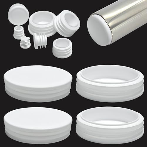 EASYEAH 4" (100mm) Plastic Hole Plugs White -Round Chair Leg Caps, Flush Mount Pipe Plugs, Tubing End Caps for Metal&Wood Legs Tube, Outdoor Furniture Feet caps & Table Plastic Plugs, 4 PCS - color: White, size: 4 PCS,4"