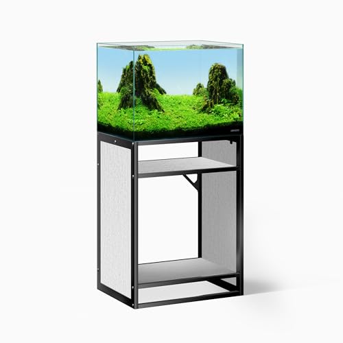 LANDEN Washed Oak Wood Metal Frame Stand, Three-Shelf for Fish Tanks up to 30 Gal, CLX60-60X45X80cm (23.6x17.7x31.49 in), for Fish Tanks and Reptile Terrariums, Home & Office Use - color: Washed Oak Wood, size: W23.6 x D17.7 x H31.5 in(60X45X80cm)