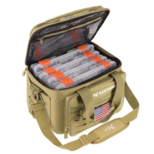 KastKing Karryall Fishing Tackle Bags with 4 * 3600 Tackle Trays - Saltwater & Freshwater Fishing Gear Storage - color: Khaki, size: Medium - 4*3600 Trays