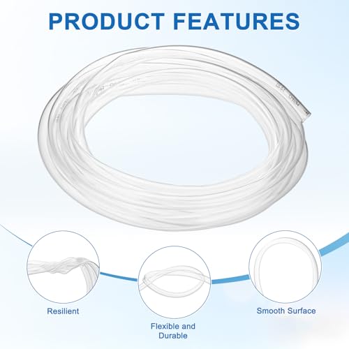 M METERXITY Vinyl Tubing 8mm ID x 10mm OD 10ft Flexible Plastic Tube with 2 Hose Ties, Lightweight Hybrid PVC Hose for Water Gardening/Airline/Aquarium Tubing [Clear] - size: 8mm ID x 10ft