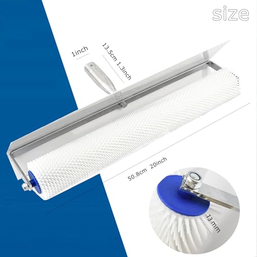Self-Levelling Cement Tool Kit,Spike Roller for Self Leveling Cement,Epoxy Floor Tools,Roller Brush,Floor Construction Roller Spiked Shoes,Stainless Steel Scraper Self-Leveling Rake(Blue)