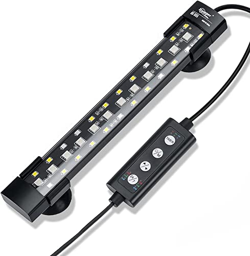 hygger 24/7 Mode Submersible Aquarium LED Light, Full Spectrum Hidden Fish Tank Light with 3 Rows Beads 7 Colors Auto On Off Sunrise-Daylight-Moonlight, Adjustable Timer Brightness - size: 15.9in 10W