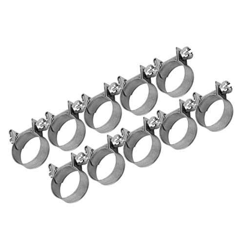 10pcs Stainless Steel Hose Clamps – Adjustable 6-20mm Fuel Line Pipe Clips for Air, Water, Silicone & Fuel Hoses (16-18Mm) - size: 16-18Mm
