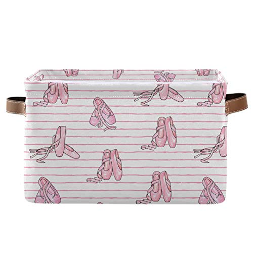 Ballet Shoes Storage Basket Bin, Large Cube Storage Box Canvas Collapsible Storage Organizer for Home Office Closet - 15 L x 11 W x 9.5 H - color: Ballet Shoes, size: 1 PCS