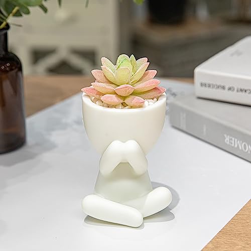 HEYO-YEPY 3PCS Cute Artificial Plant Office Decor for Women and Men, Aesthetic Desk Plant Decor for Office and Home, Potted Small Fake Plants for Indoor Decoration, White Pots Pink Plants - color: 3 Pcs Set, White Pots Pink Plant