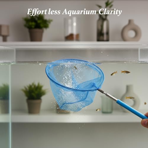 Aquarium Fish Net with Fine Mesh, Durable PP Plastic Frame for Scooping Debris and Transferring Fish, 7.9 x 3.9 Inch Head (1 Pack)