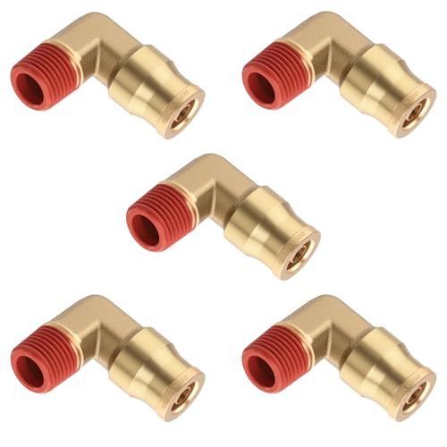 5PCS DOT Air Brake Line Fittings Brass 90 Degree Union Elbow Joint DOT Approved 1/2" Tube OD x 1/4" NPT Thread Air Brake Line Adapter Air Suspension Kit for Car Truck Trailers - size: 1/2" OD x 1/4" NPT, style: Quick Push 90° Elbows-5PCS