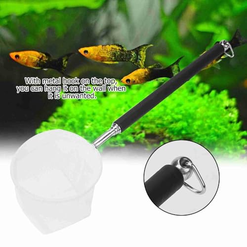 20-57.5cm Stainless Steel Adjustable Aquarium Fish Shrimp Net with Wall Hook Expandable Fishing Net for Tank Cleaning and Hexapod Catching - style: Black Round Net
