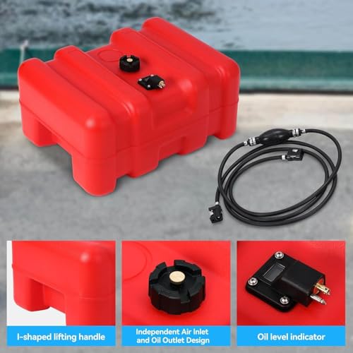 Portable Boat Fuel Gas Tank, 14.5 Gallon/55L Outboard Marine Boat Tank with Transfer Hose & Gauge for Outboard Engine, Yacht, Fishing Boat - size: 12 Gal