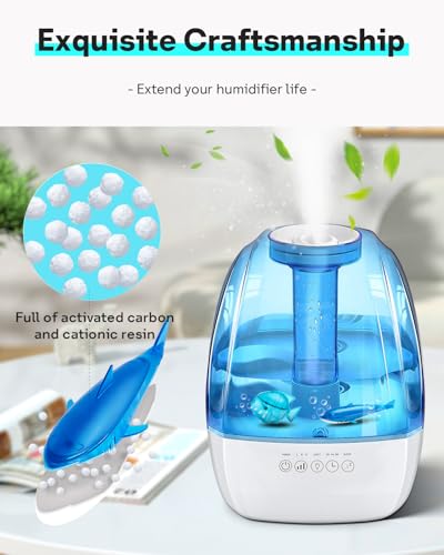 Leemone Humidifier Cleaner Float Shark & Fish -Humidifier Accessories Compatible with All Humidifiers and Fish Tanks(6 Pack) - color: Blue Fish-6p