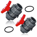 2PCS PVC Union Ball Valve, 1" Inch (DN25) True Union Full Flow Ball Valve, ASTM EPDM O-ring, Slip Socket Ball Valve with Full Port for Water System - color: 1inch-2Pcs