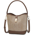 FOXLOVER Coated Canvas Bucket Crossbody Bags for Women Top-Handle Handbags Small Satchel Purse Trendy Twist Lock - color: Coffee