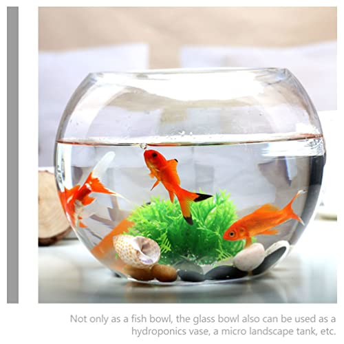 GANAZONO 7.08 Inch Small Glass Fish Bowl Round Fish Tank Desktop Aquarium Clear Glass Goldfish Bowl Hydroponic Planter for Home Office Garden Decor - size: 18x18cm