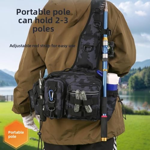 Tactical Fishing Backpack with Rod Holders,35L MOLLE Tackle Bag Water Resistant for Men and Women,Outdoor Gear Storage for Saltwater and Freshwater (Dark Camouflage) - color: Dark Camouflage