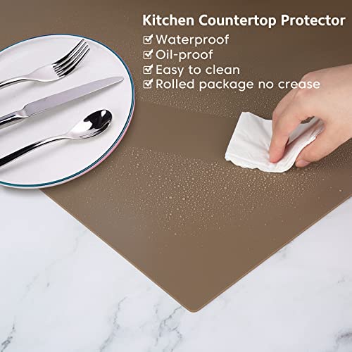 Silicone Mats for Kitchen Counter, Nonslip Silicone Mats for Crafts Countertop Protector Heat Resistant Mat (78.7” x 15.7”, Taupe) - color: Taupe, size: 78.7"L x 15.7"W