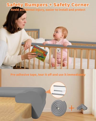 Edge Corner Protector Baby Proofing, 6.56FT 0.6'' Thicken L-Shape Furniture Fireplace Safety Bumper Guard with 6 Corners, Pre-Taped, Soft NBR Rubber Foam, Table Edge Protector for Baby (Grey) - color: Gray, size: 0.6''Th (6.56ft)