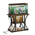 50 Gallon Aquarium Stand with Power Outlets Fish Tank Stand with 3-Tier Storage Shelves Display Stand for Turtle Tank Shelves Metal Frame Stand for Living Room Office Entryway,Brown - color: Brown