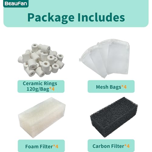 4 Set of Three-Stage Filtration Tank Filter Maintenance Kit, Replacement for AquaClear 50/200 50-Gallon Power Filter, Fish Tank Filter for 20- to 50-Gallon Aquariums - size: for 50 Power Filter